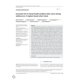 Adolescent cancer and mental health