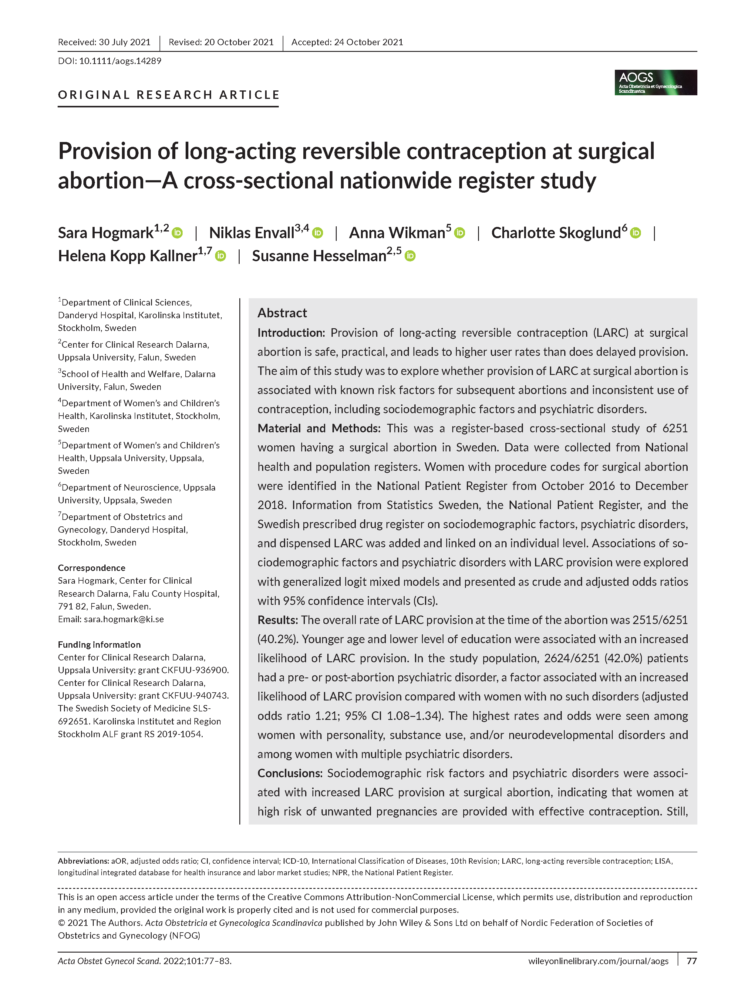 Abortion and contraceptives