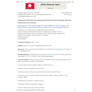 Teenage pregnancies and ADHD