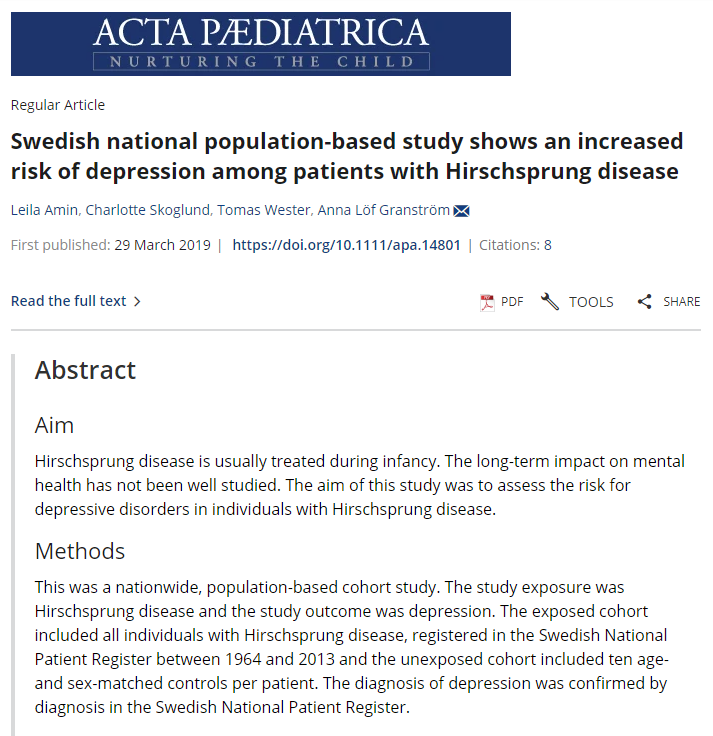 Hirschsprung disease and depression