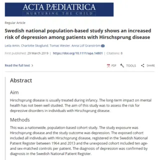 Hirschsprung disease and depression