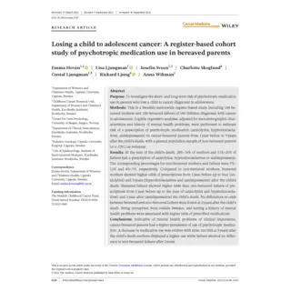 Adolescent cancer and parental medication