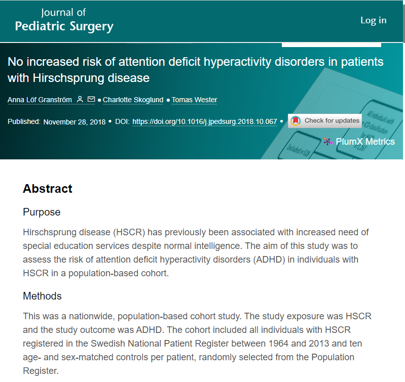 ADHD and Hirschsprung disease