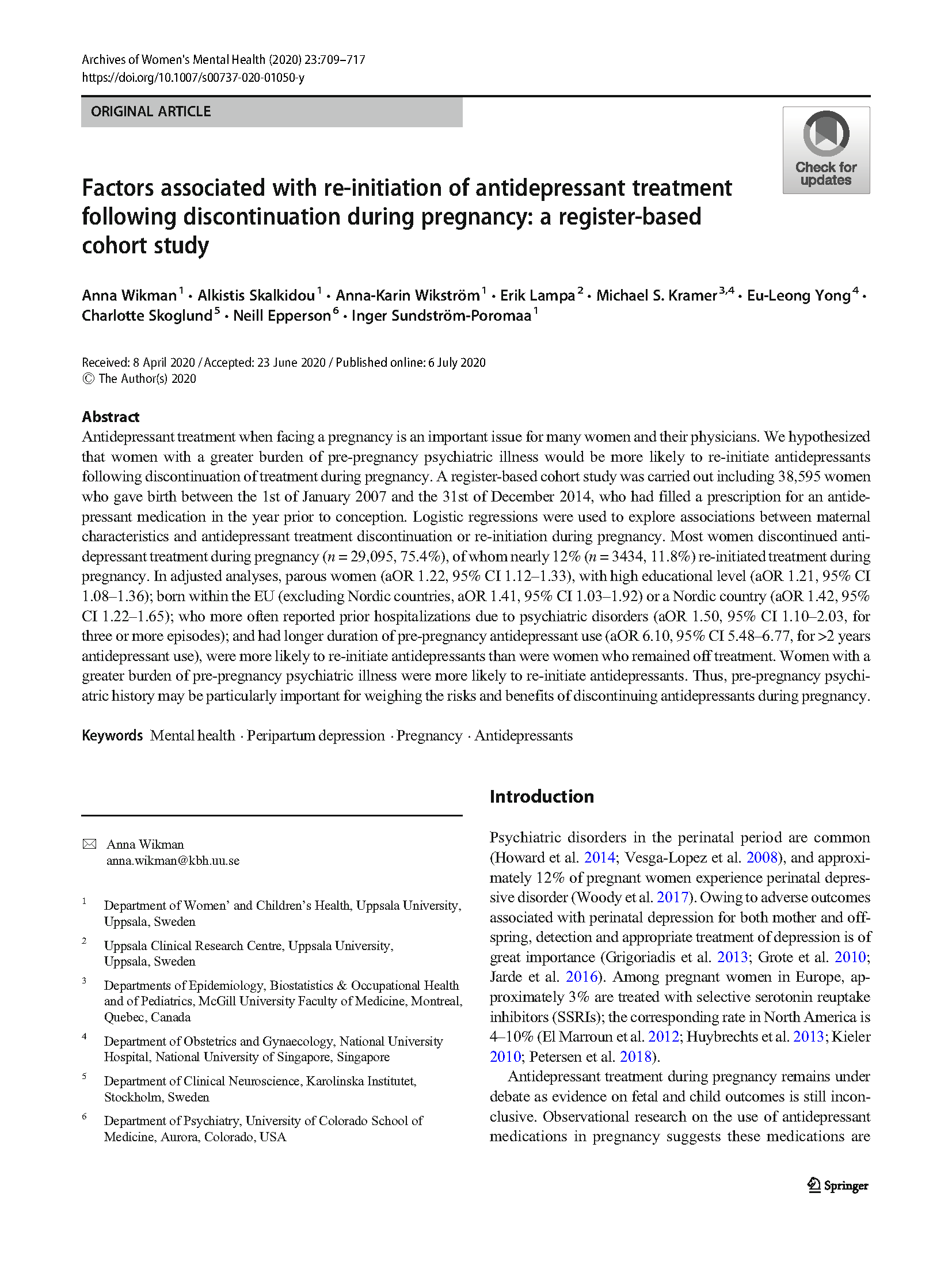 Pregnancy and antidepressants